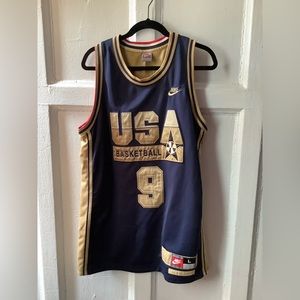 Nike Team USA Jordan #9 Navy Blue & Gold Jersey